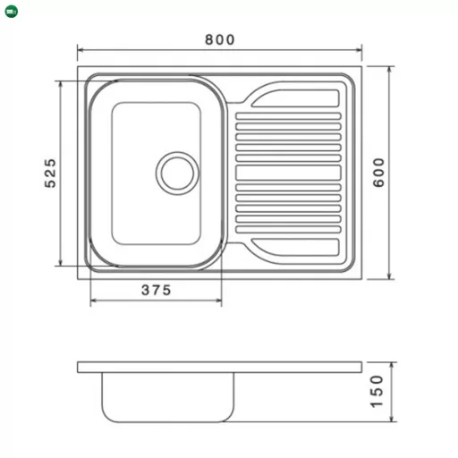 Teletetős rozsdamentes mosogató tálca 60x80 cm