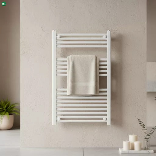 Egyenes törölközőszárító radiátor 1000x600 mm fehér