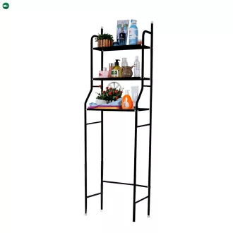 Fürdőszobai polc wc fölé, többszintes, fekete