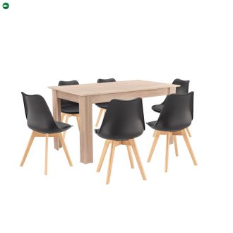 Zara 6+1 étkező garnitúra fekete-sonoma tölgy
