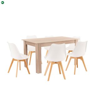 Zara 6+1 étkező garnitúra fehér-sonoma tölgy