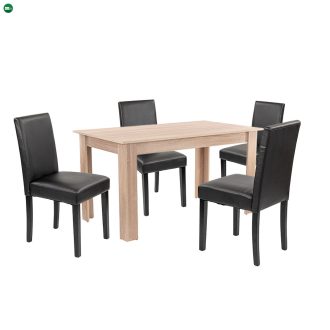 Leon 4+1 étkező garnitúra sonoma tölgy-fekete