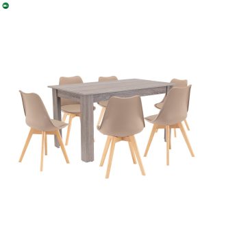 Zara 6+1 étkező garnitúra bézs-yorki tölgy