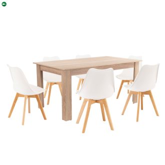 Lola 6+1 étkező garnitúra fehér-sonoma tölgy