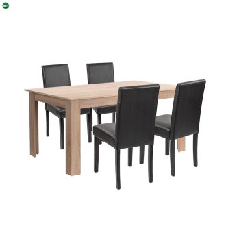 Leon 4+1 étkező garnitúra sonoma tölgy-fekete