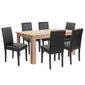Leon 6+1 étkező garnitúra sonoma tölgy-fekete