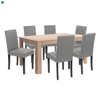 Leon 6+1 étkező garnitúra sonoma tölgy-szürke