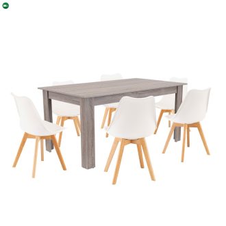 Lola 6+1 étkező garnitúra fehér-yorki tölgy