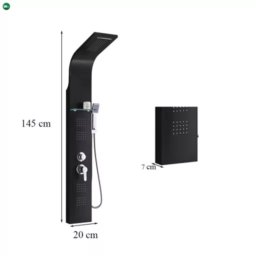 Alegro Black hidromasszázs zuhanypanel, rozsdamentes acél