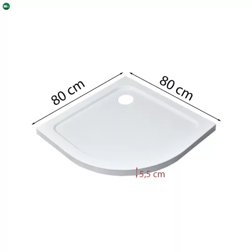 Modena Slim íves alacsony akril zuhanytálca 80x80 cm