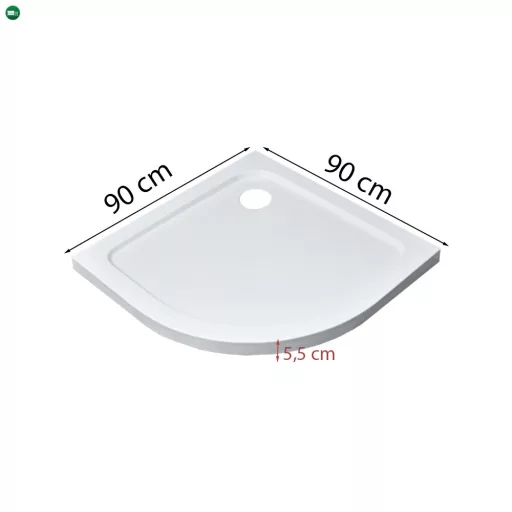 Modena Slim íves alacsony akril zuhanytálca 90x90 cm