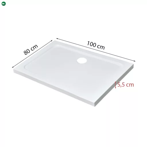 Modena Slim aszimmetrikus szögletes akril zuhanytálca, 80x100 cm