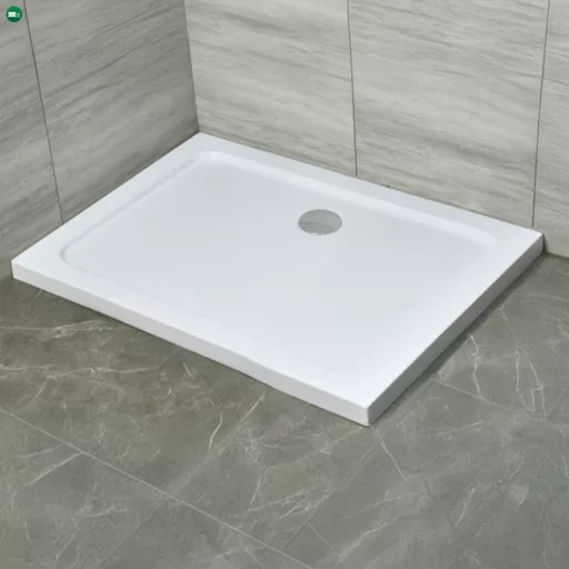 Modena Slim aszimmetrikus szögletes akril zuhanytálca, 80x120 cm