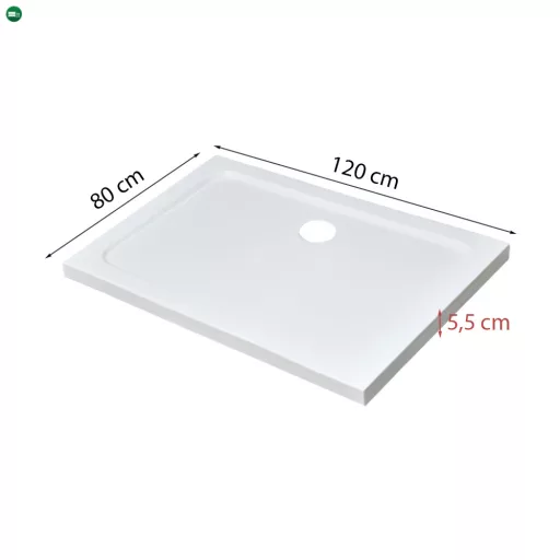 Modena Slim aszimmetrikus szögletes akril zuhanytálca, 80x120 cm