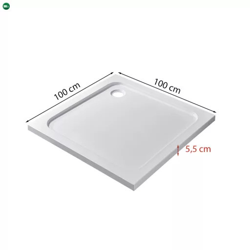 Modena Slim szögletes alacsony akril zuhanytálca 100x100 cm