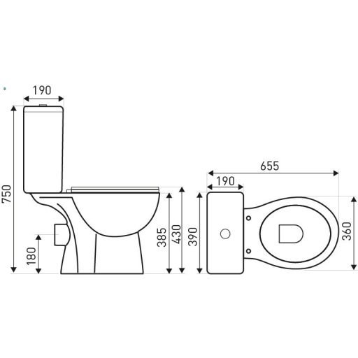 Niagara Duo monoblokkos rimless WC hátsó kifolyással ülőkével