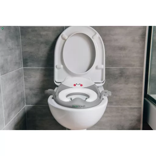 Wc szűkítő ülőke fülekkel puha párnával szürke