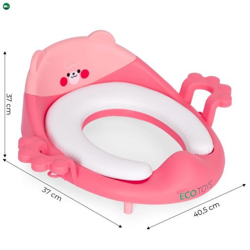 Wc szűkítő ülőke fülekkel puha párnával rózsaszín