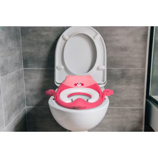 Wc szűkítő ülőke fülekkel puha párnával rózsaszín