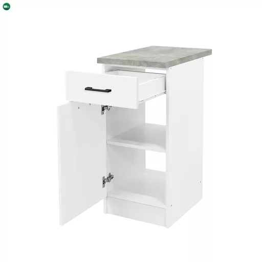 Praktik 40 alsó szekrény 1 ajtós 1 fiókos, fehér-fehér