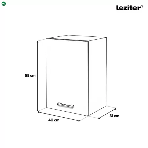 Praktik 40 felső szekrény 1 ajtós, fehér-fehér