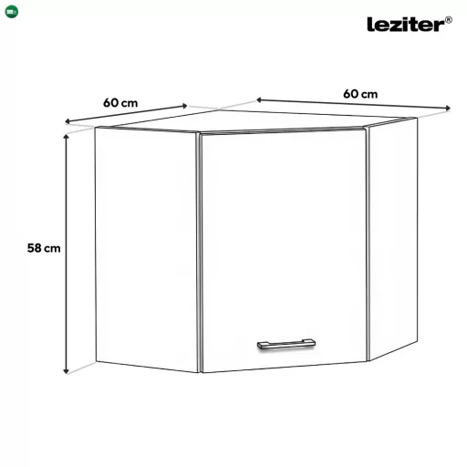 Praktik 60 felső sarok szekrény 1 ajtós, fehér-fehér