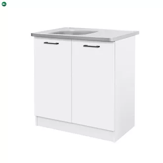   Praktik 80 alsó szekrény 2 ajtós mosogatós, fehér-fehér