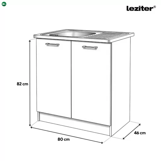 Praktik 80 alsó szekrény 2 ajtós mosogatós, fehér-fehér