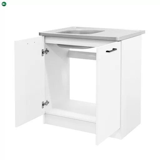 Praktik 80 alsó szekrény 2 ajtós mosogatós, fehér-fehér