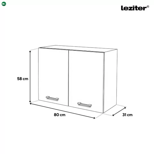 Praktik 80 felső szekrény 2 ajtós, fehér-fehér