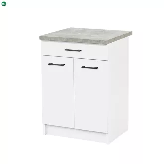 Praktik 60 alsó szekrény 2 ajtós 1 fiókos, fehér-fehér