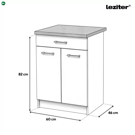 Praktik 60 alsó szekrény 2 ajtós 1 fiókos, fehér-fehér