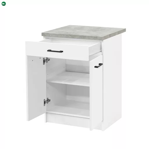 Praktik 60 alsó szekrény 2 ajtós 1 fiókos, fehér-fehér