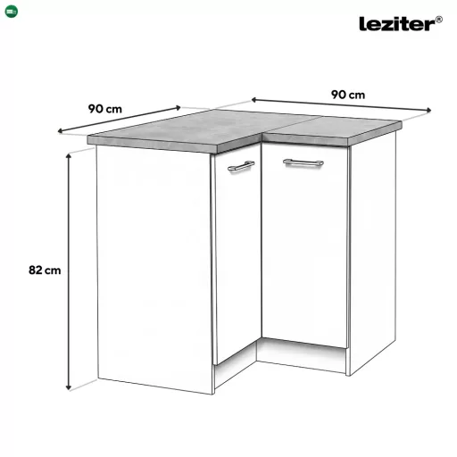 Praktik 90 alsó sarok szekrény 2 ajtós, fehér-fehér