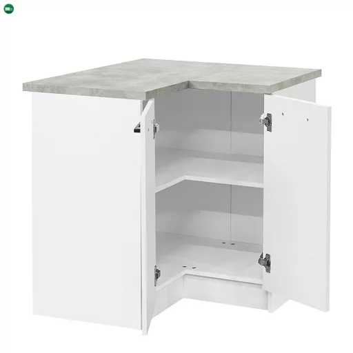 Praktik 90 alsó sarok szekrény 2 ajtós, fehér-fehér