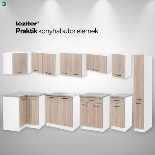 Praktik 90 alsó sarok szekrény 2 ajtós, fehér-sonoma tölgy