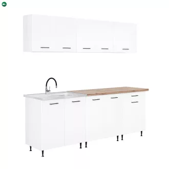   Primo 220 konyhabútor fehér, charlestone tölgy munkalappal