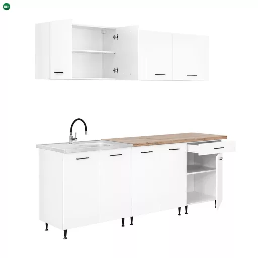 Primo 220 konyhabútor fehér, charlestone tölgy munkalappal