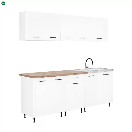 Primo 220 konyhabútor fehér, charlestone tölgy munkalappal