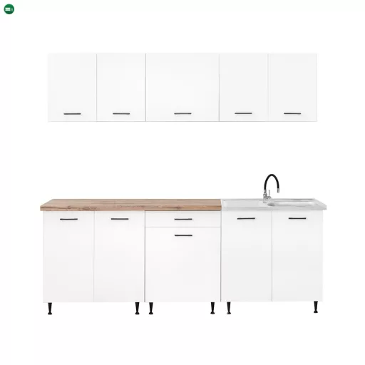 Primo 220 konyhabútor fehér, charlestone tölgy munkalappal