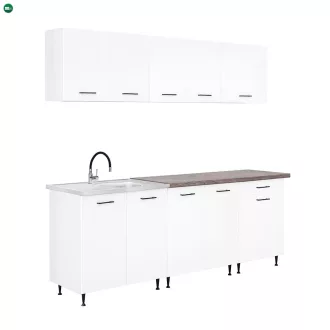 Primo 220 konyhabútor fehér, rauna szil munkalappal