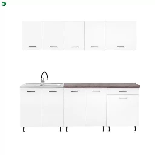 Primo 220 konyhabútor fehér, rauna szil munkalappal