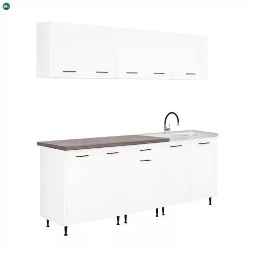 Primo 220 konyhabútor fehér, rauna szil munkalappal