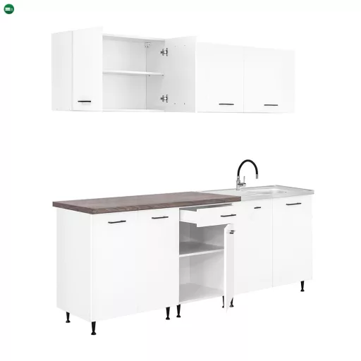 Primo 220 konyhabútor fehér, rauna szil munkalappal