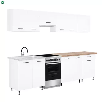   Primo 280 konyhabútor fehér, charlestone tölgy munkalappal