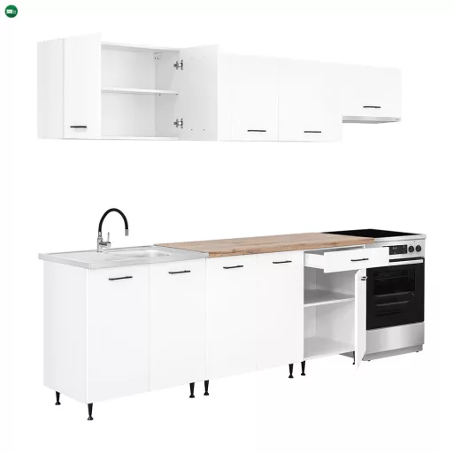 Primo 280 konyhabútor fehér, charlestone tölgy munkalappal