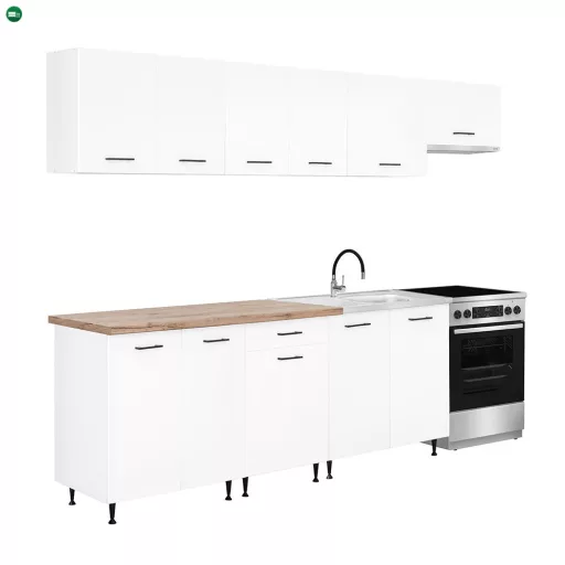 Primo 280 konyhabútor fehér, charlestone tölgy munkalappal