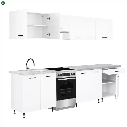 Primo 280 konyhabútor fehér, chromix munkalappal