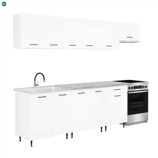 Primo 280 konyhabútor fehér, chromix munkalappal