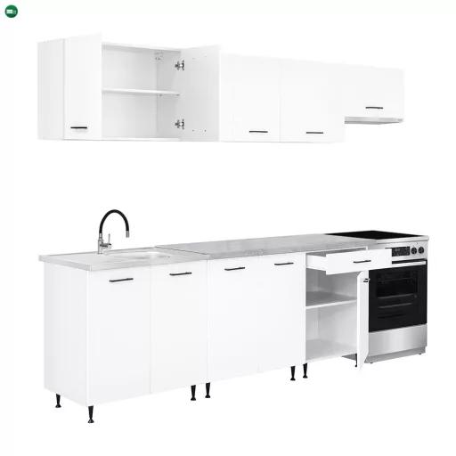 Primo 280 konyhabútor fehér, chromix munkalappal